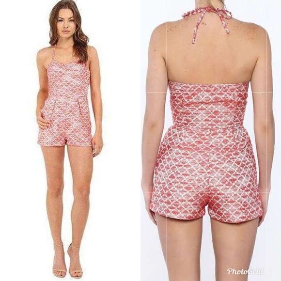 Jack by BB Dakota JACK jacquard coral halter romper - Picture 3 of 13